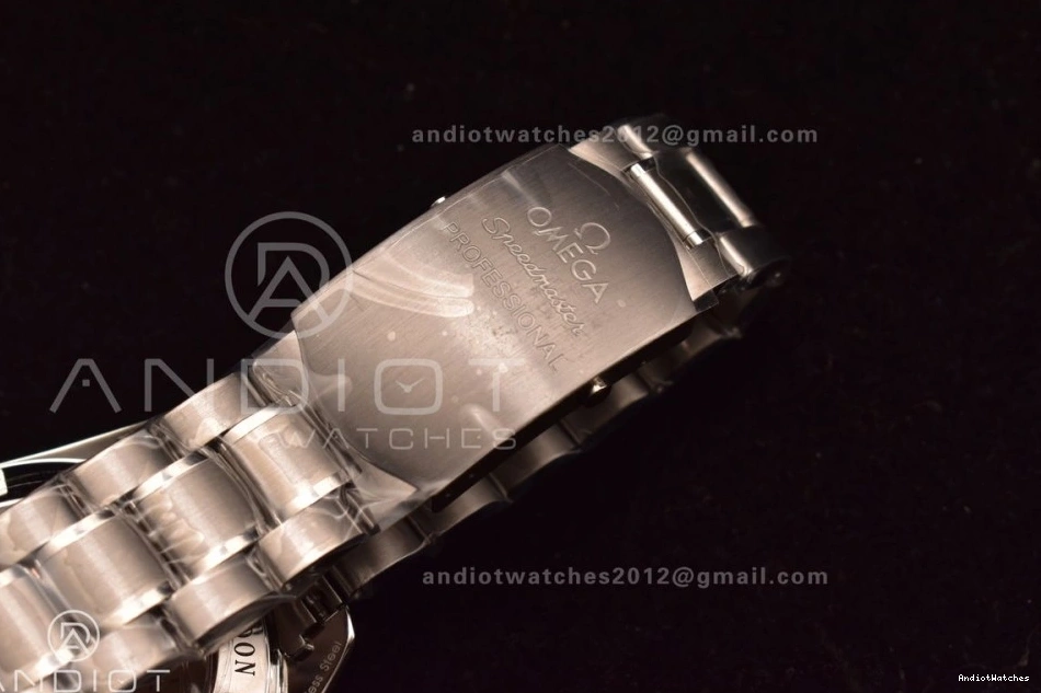 Back MoonWatch Manual SS Winding 1121 Speedmaster Effortless SS OMF Chrono Transparent Movement Black Sapphire Bracelet on Crystal Dial with 1224